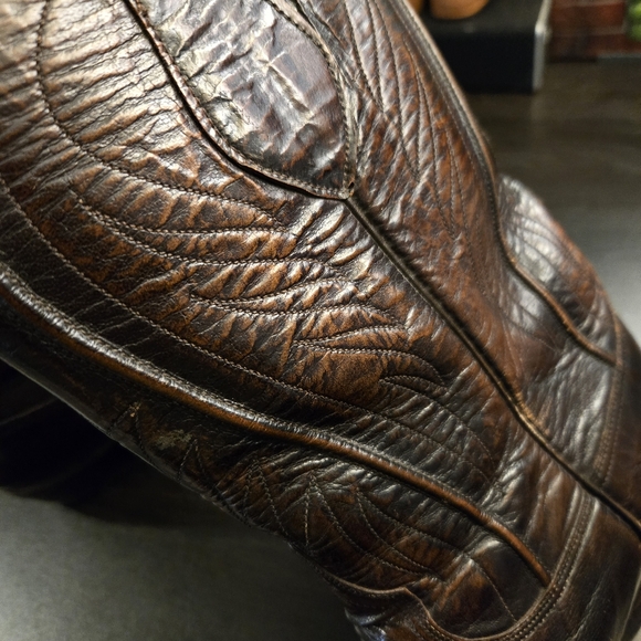 Lucchese Vintage San Antonio Brown Leather Western Cowboy Boots Mens Size 10.5 D